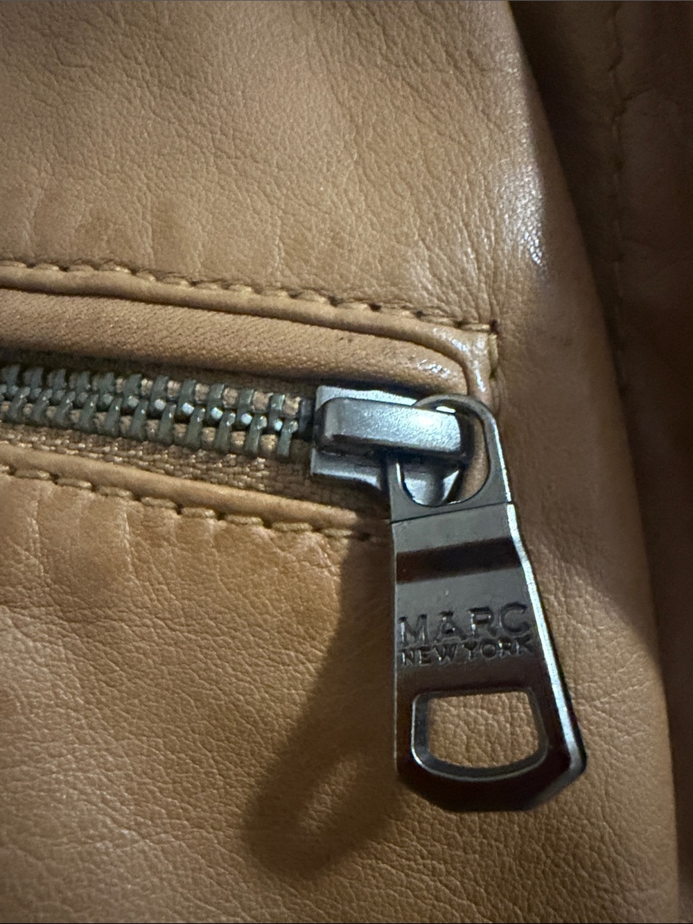 Marc New York Tan Leather Moto Jacket - Picture 3 of 5